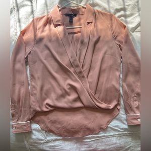 Pink mock shift high low blouse